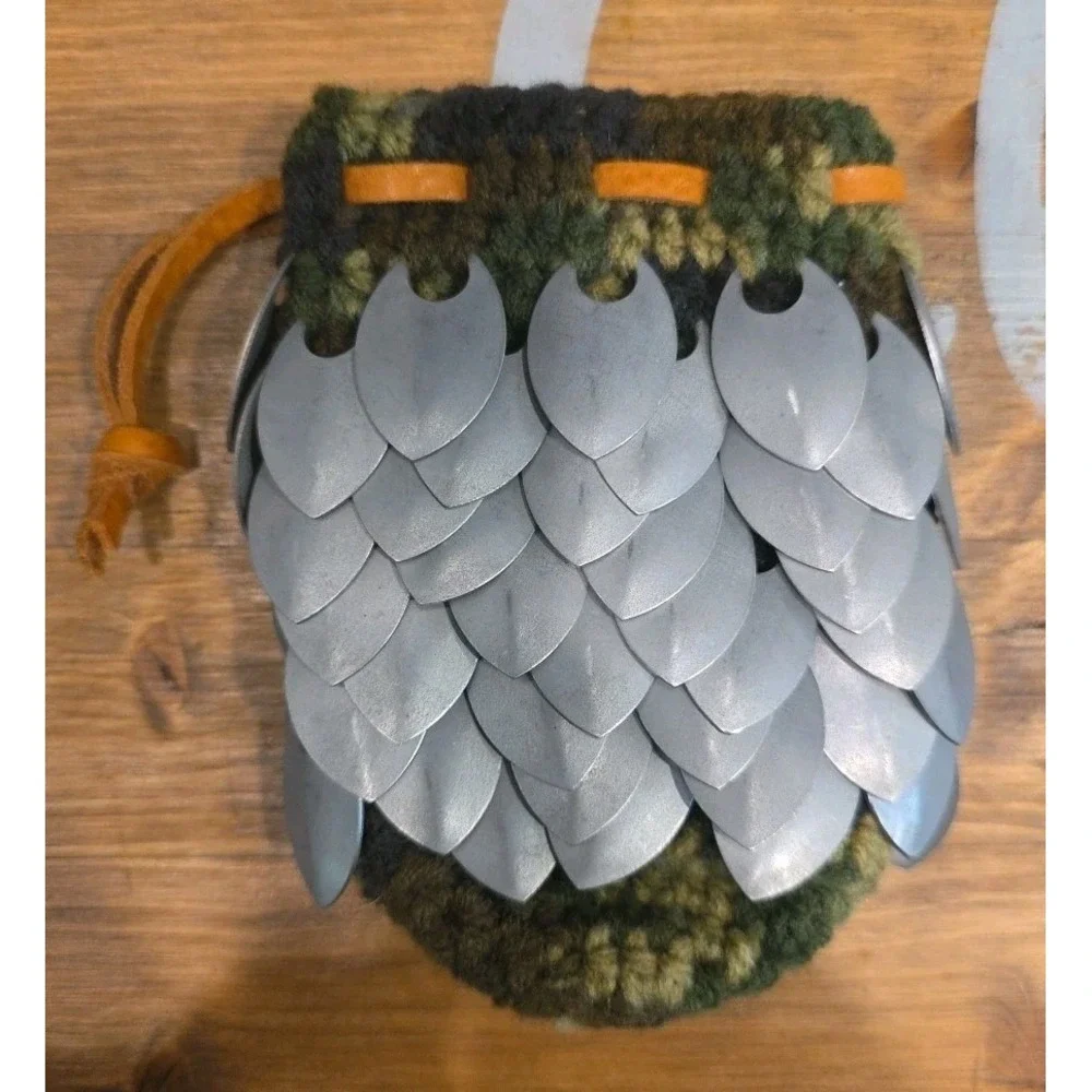 Scale Mail Arm Band Guard Camo Crochet Metal Armor Festival Medieval Scalemail